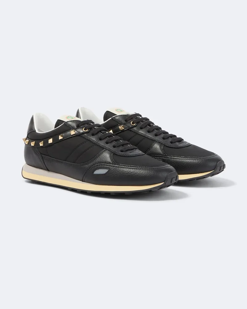 Valentino Garavani Sneakers Stud Up VLogo mit Leder Schwarz
