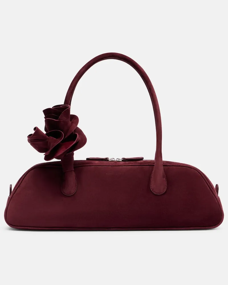 Magda Butrym Schultertasche Brigitte aus Veloursleder Burgunderrot