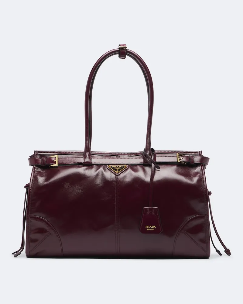 Prada Schultertasche Prada Bonnie Large aus Leder Burgunderrot