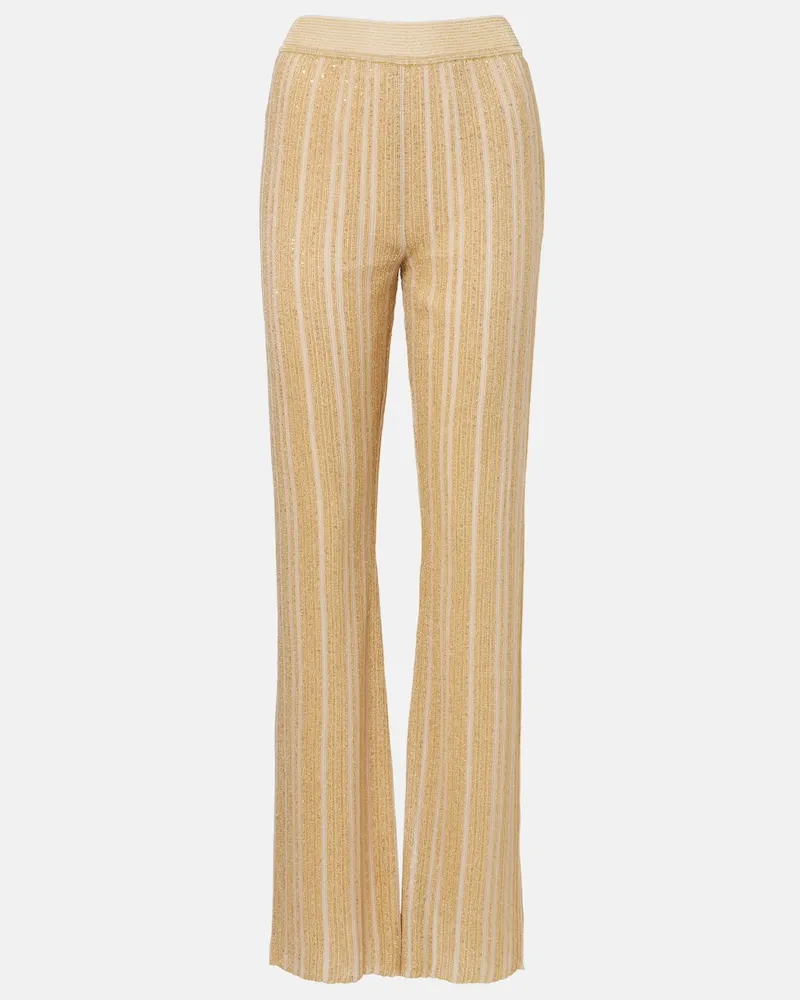 Missoni Gerade Hose aus Häkelstrick Gold