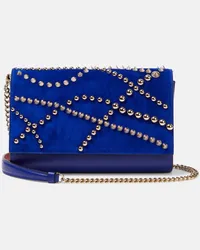 Christian Louboutin Verzierte Clutch Paloma aus Veloursleder Blau