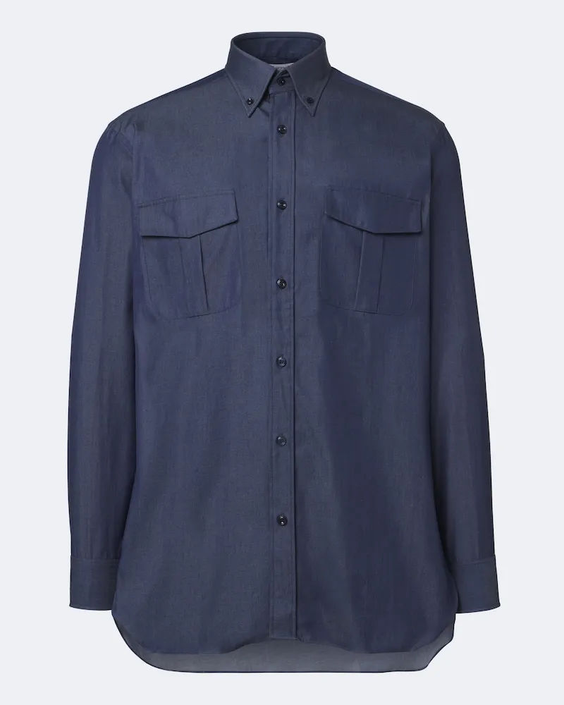 Charvet Hemd aus Baumwoll-Chambray Blau