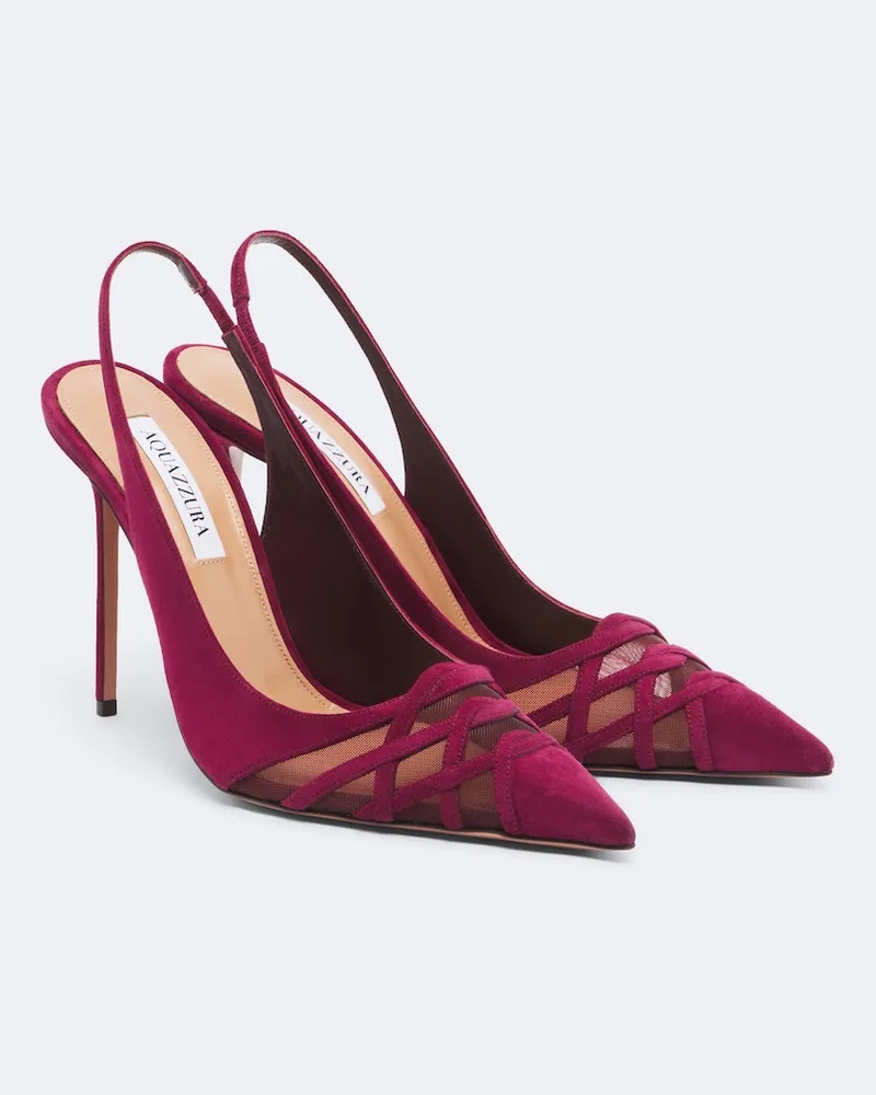 Aquazzura Slingback-Pumps Perfect Match aus Veloursleder Rosa