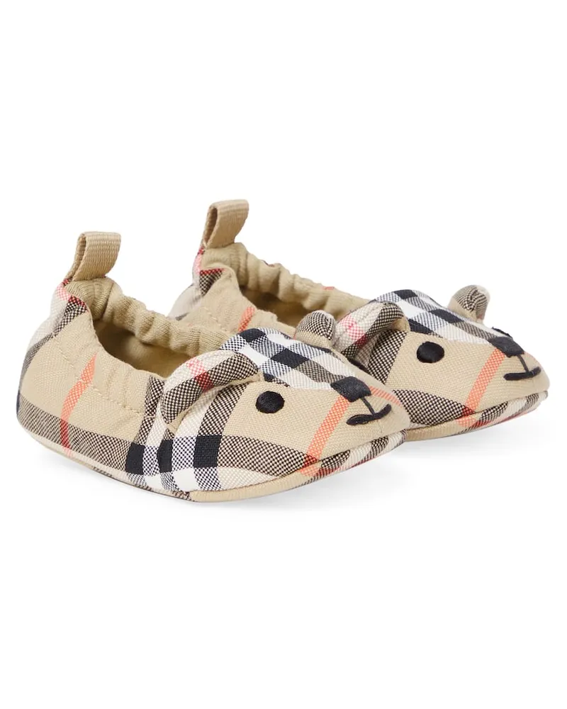 Burberry Baby Slip-Ons Burberry Check aus Canvas Beige