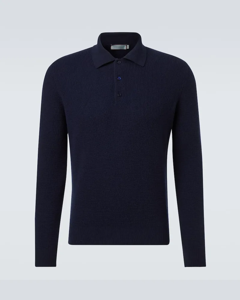 Canali Polopullover aus Wolle und Kaschmir Blau