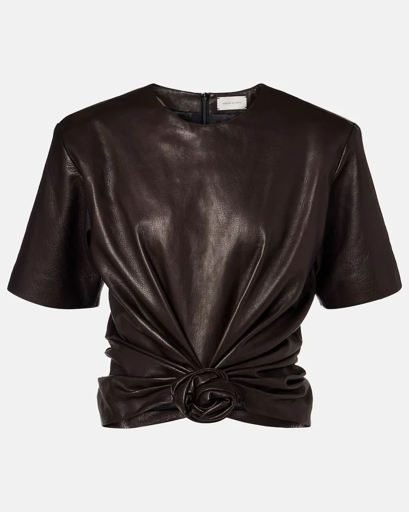 Magda Butrym T-Shirt aus Leder Braun