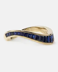 Rainbow K Ring Wave aus 9kt Gelbgold mit Saphiren Blau