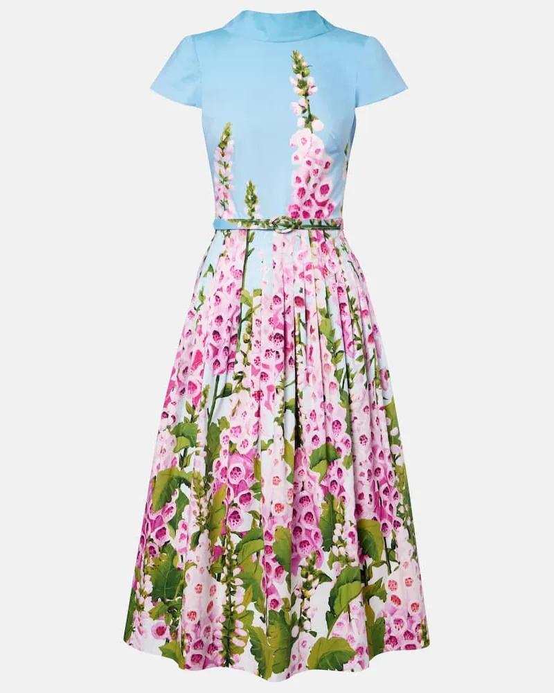 Oscar de la Renta Midikleid aus Popeline Multicolor