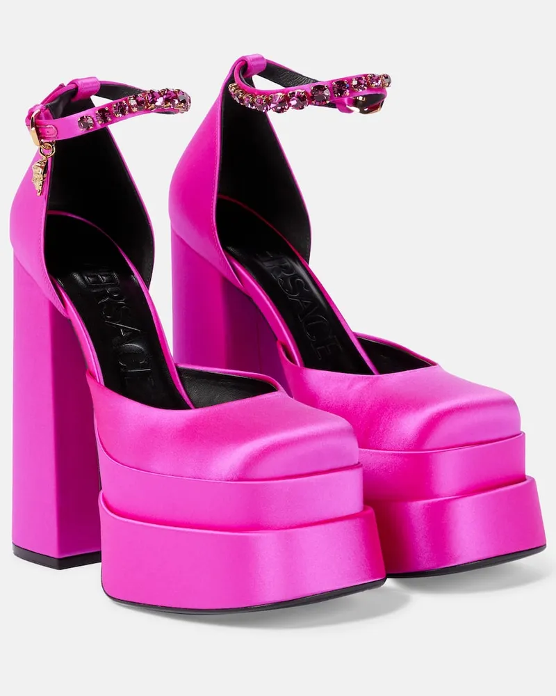 Versace Plateau-Pumps Medusa Aevitas aus Satin Rosa