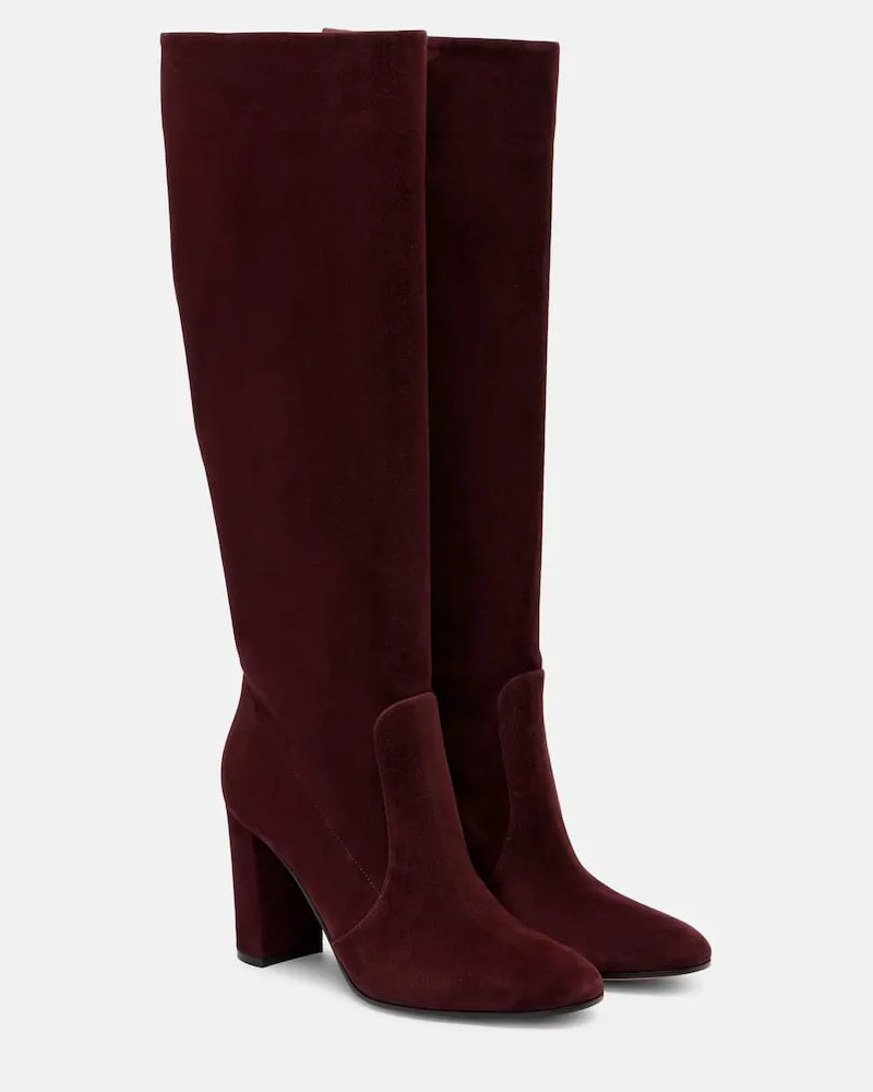 Gianvito Rossi Stiefel Glen 85 aus Veloursleder Burgunderrot