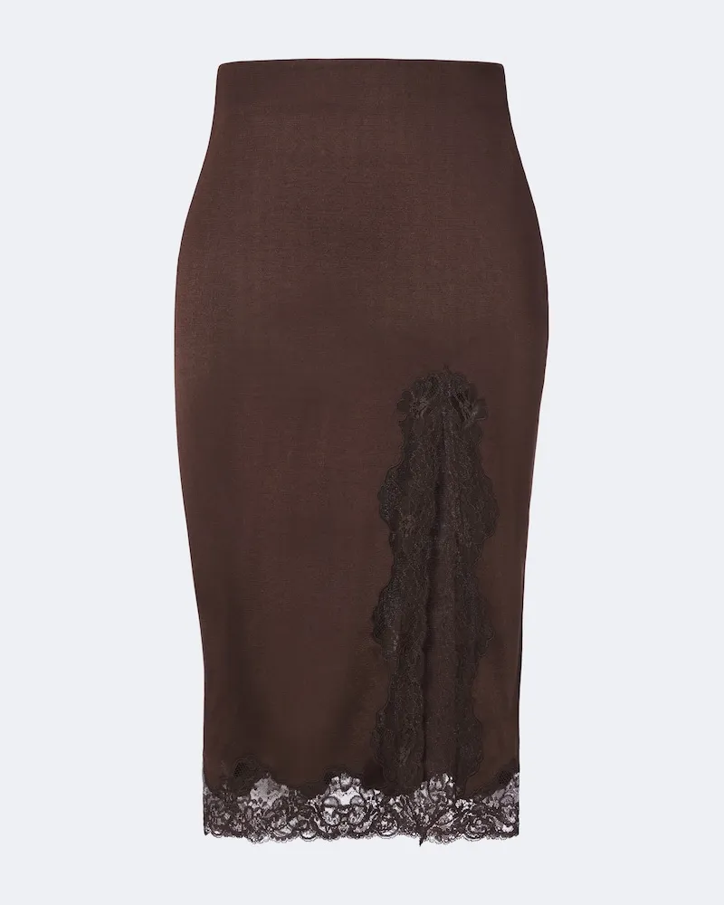 Balmain Midirock mit Spitze Braun
