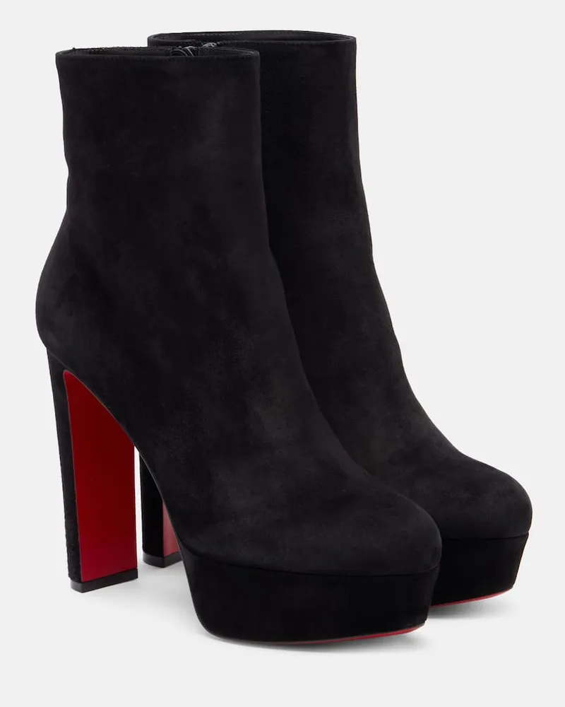 Christian Louboutin Ankle Boots Loo Booty 130 aus Veloursleder Schwarz