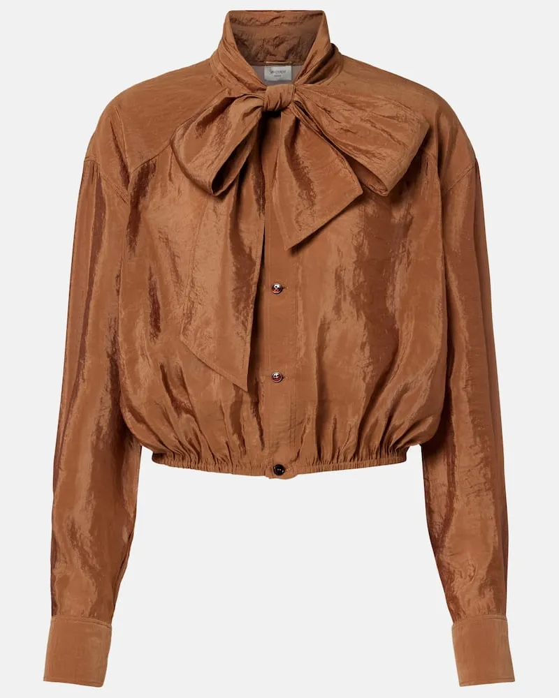 Saint Laurent Schluppenbluse aus Taft Braun