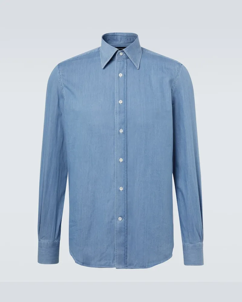 Thom Sweeney Jeanshemd Blau