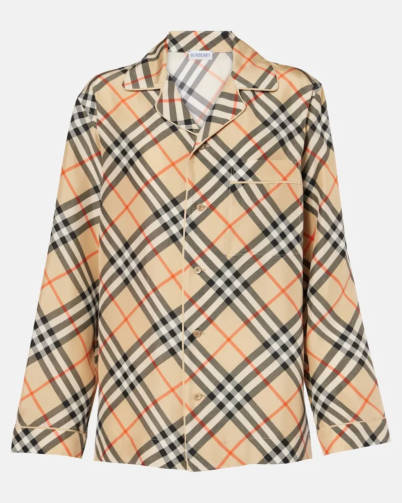 Burberry Hemd Burberry Check aus Seide Beige