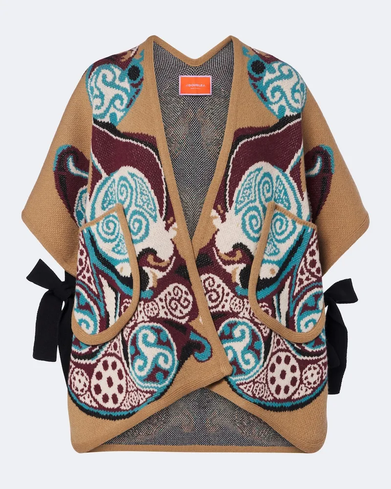 La DoubleJ Cape Alchemy aus Woll-Jacquard Multicolor