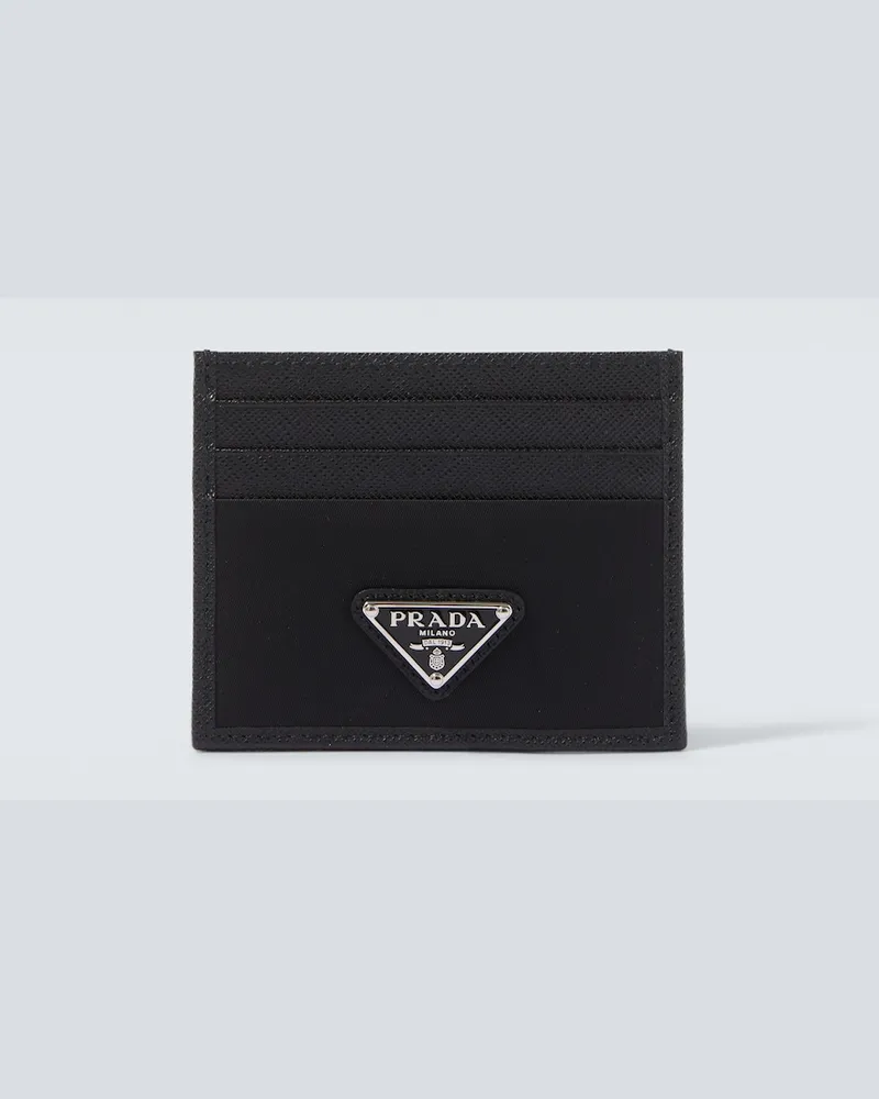 Prada Kartenetui aus Re-Nylon und Leder Schwarz