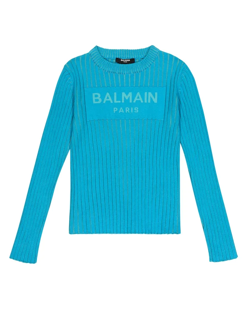 Balmain Pullover aus Baumwolle Blau