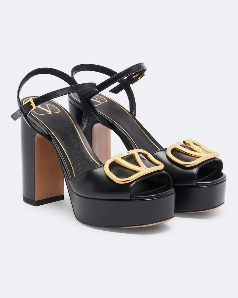 Valentino Garavani Plateausandalen VLogo Signature 115 aus Leder Schwarz