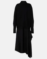 Jil Sander Hemdblusenkleid mit Wolle Schwarz