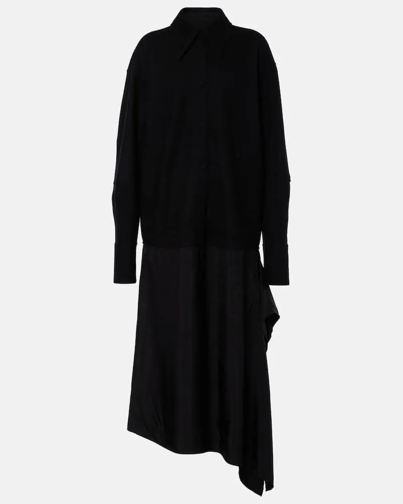 Jil Sander Hemdblusenkleid mit Wolle Schwarz