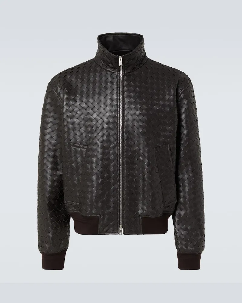 Bottega Veneta Blouson Intrecciato aus Leder Braun