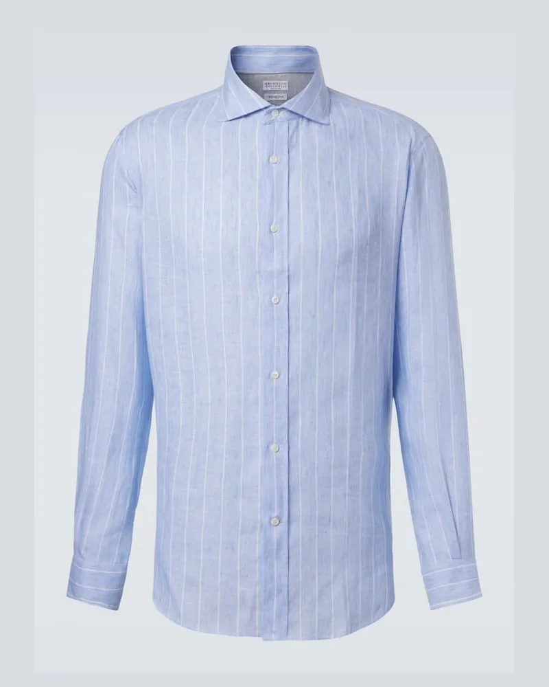Brunello Cucinelli Hemd aus Leinen Blau