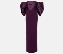 Off-Shoulder-Robe Arla aus Twill und Crêpe