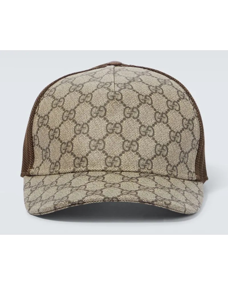 Gucci Baseballcap GG Supreme aus Canvas und Mesh Braun