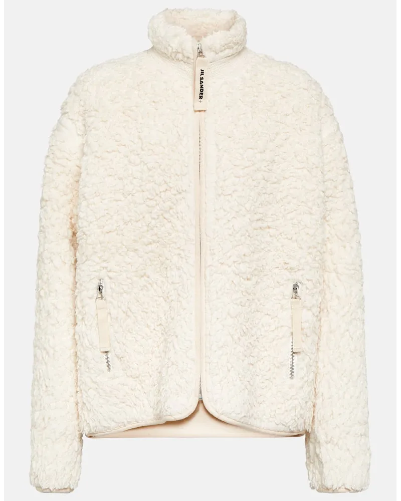 Jil Sander Jacke aus Baumwolle mit Faux Fur Weiss