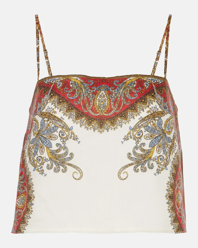 Veronica Beard Bedrucktes Top Rhea aus Leinen Multicolor