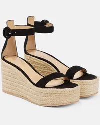 Gianvito Rossi Espadrille-Sandalen Portofino mit Veloursleder Schwarz