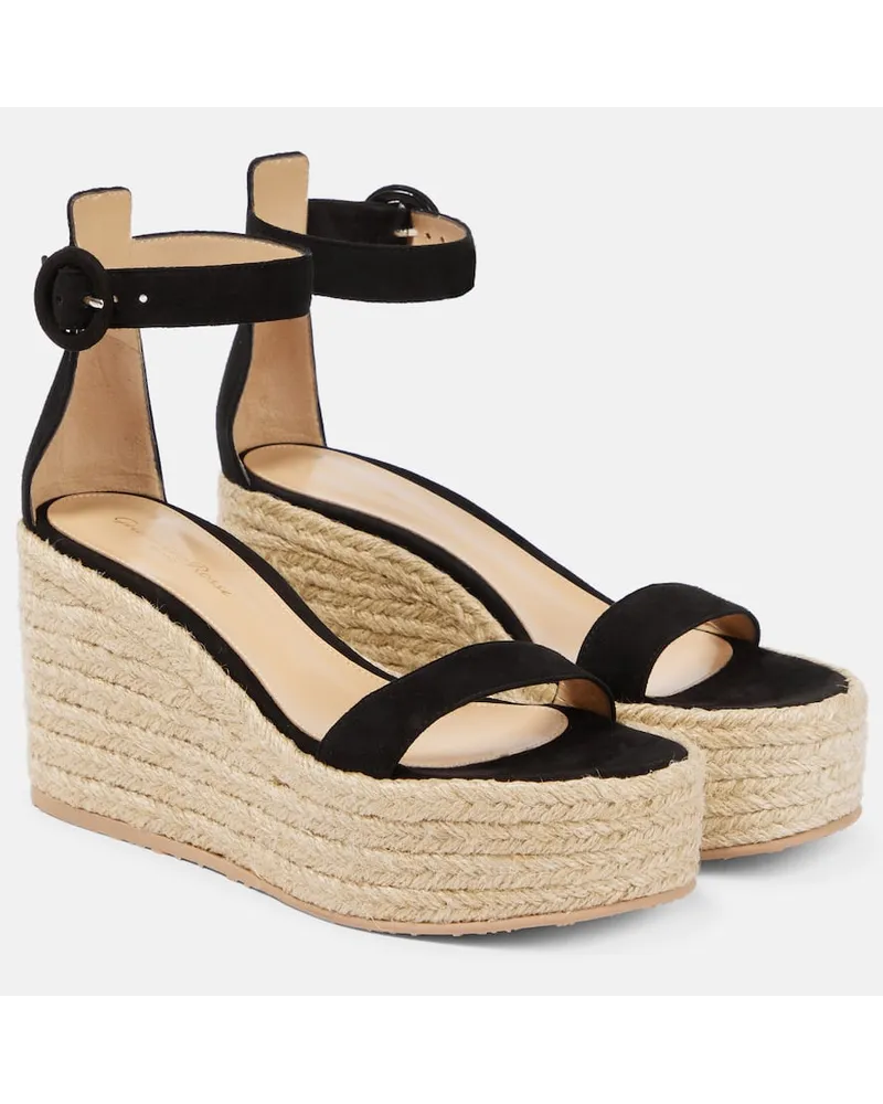 Gianvito Rossi Espadrille-Sandalen Portofino mit Veloursleder Schwarz