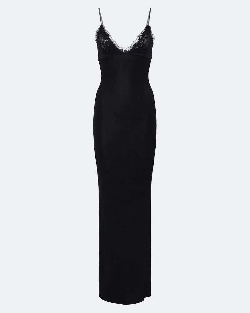 Aya Muse Maxikleid Oana aus einem Baumwollgemisch Schwarz