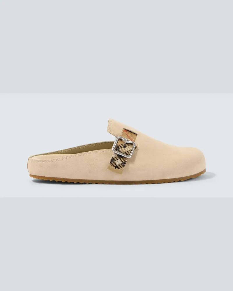 Burberry Slippers Urchin aus Veloursleder Beige