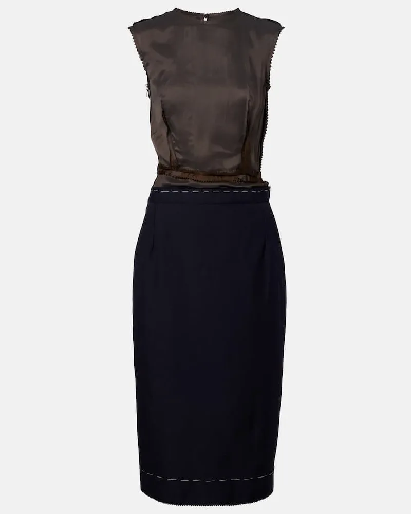 Maison Margiela Midikleid aus Twill Blau