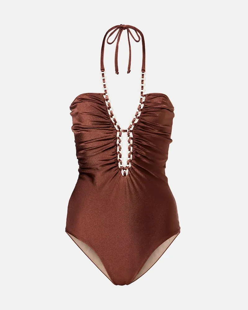 Adriana Degreas Badeanzug Solid Chain Braun