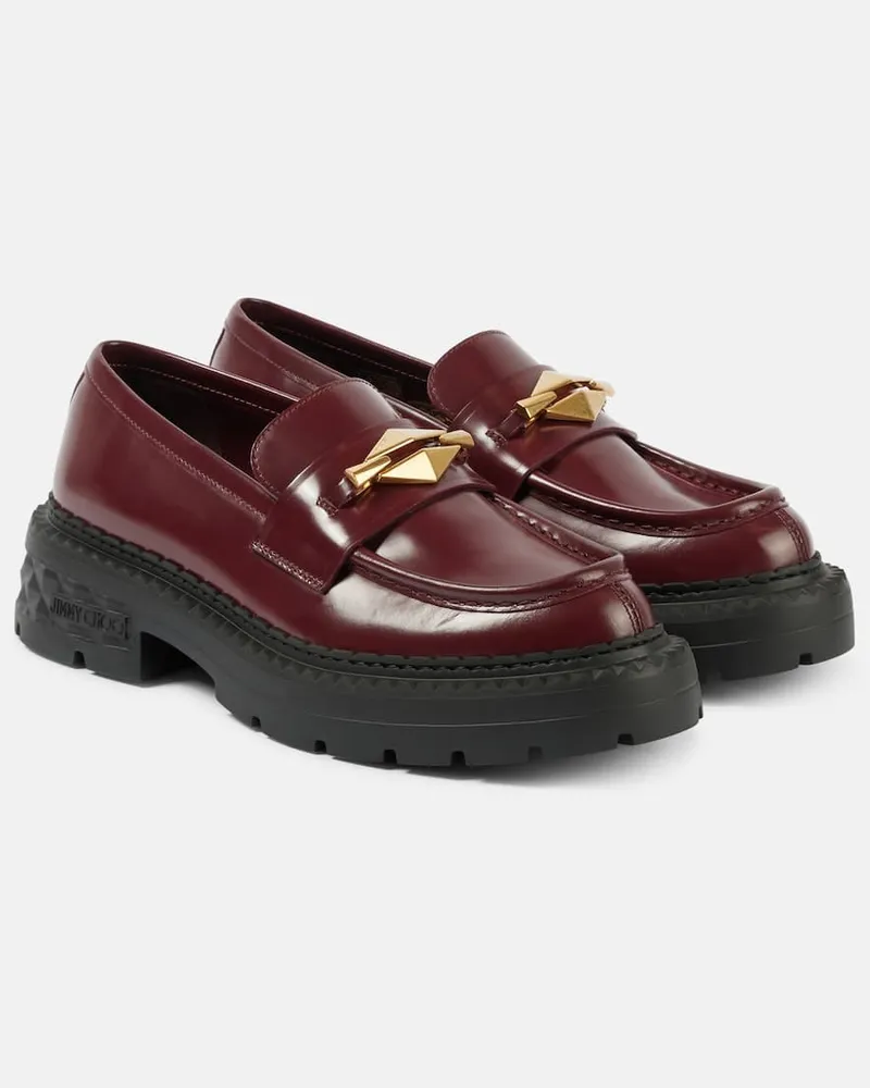 Jimmy Choo Verzierte Loafers Marlow aus Leder Burgunderrot