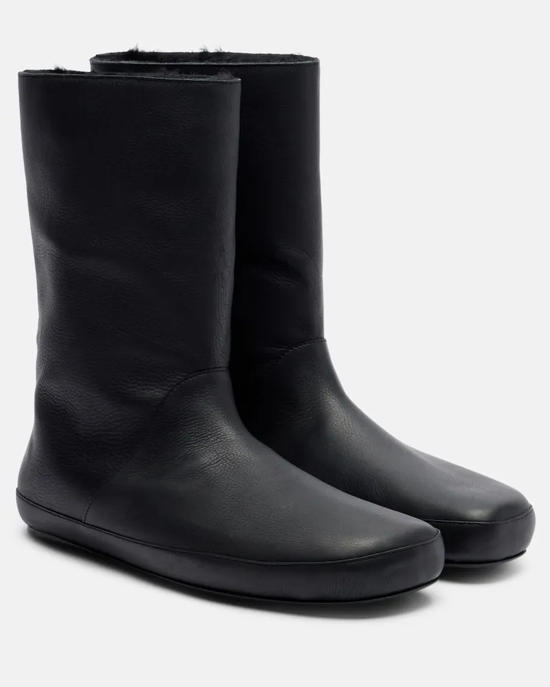 The Row Ankle Boots Toni aus Leder mit Shearling Schwarz