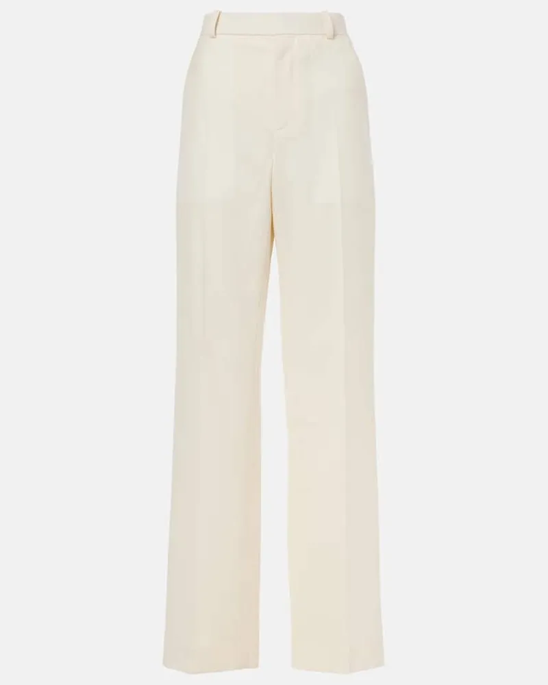 WARDROBE.NYC Low-Rise-Hose aus Wolle Weiß