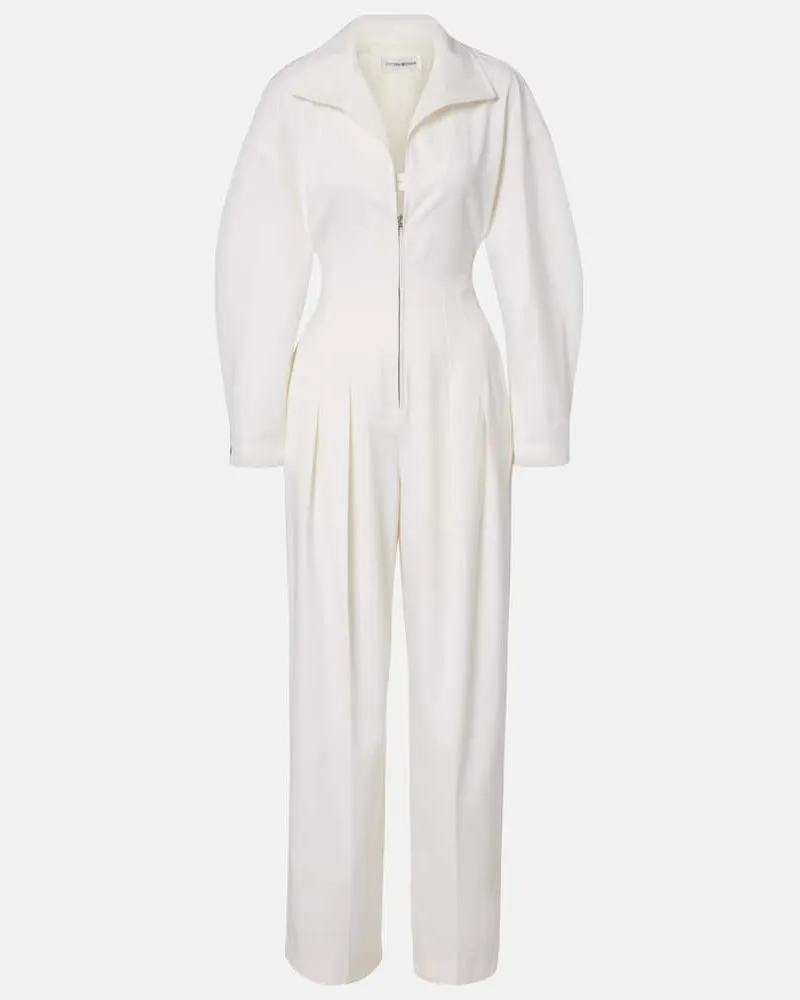 Victoria Beckham Jumpsuit Tab Detail aus einem Wollgemisch Weiã