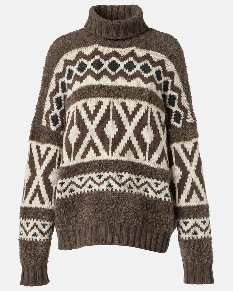 Brunello Cucinelli Rollkragenpullover aus Woll-Jacquard Multicolor