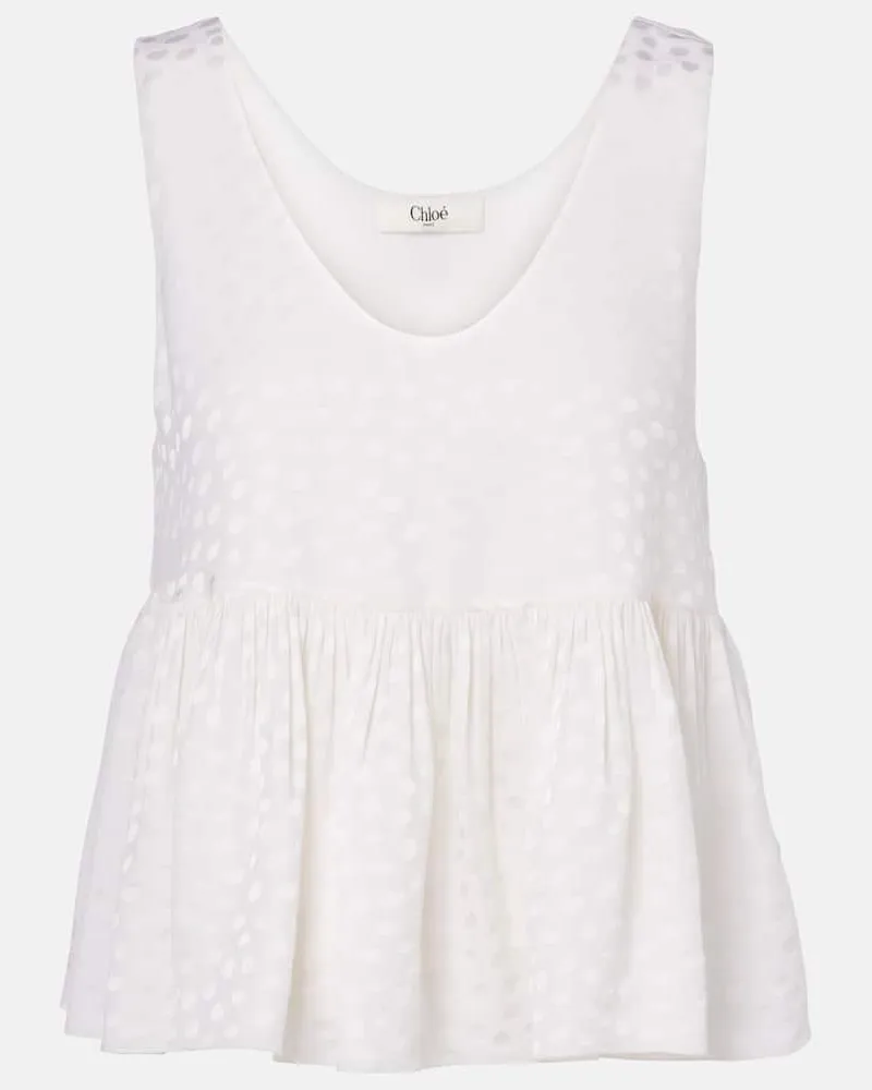 Chloé Chloé Top aus Seide mit Polka-Dots Weiß