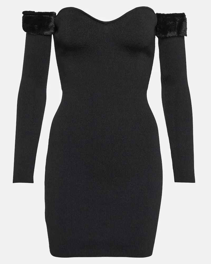 STAUD Minikleid Josee mit Faux Fur Schwarz