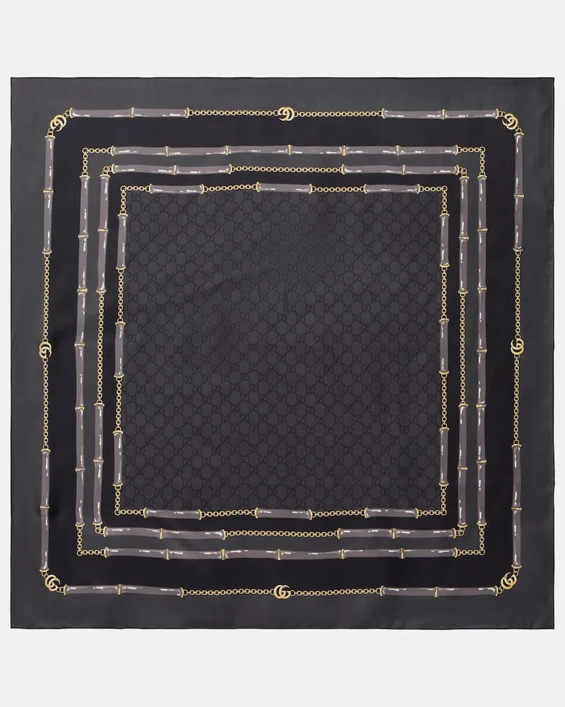 Gucci Bedrucktes Tuch GG aus Seiden-Twill Schwarz