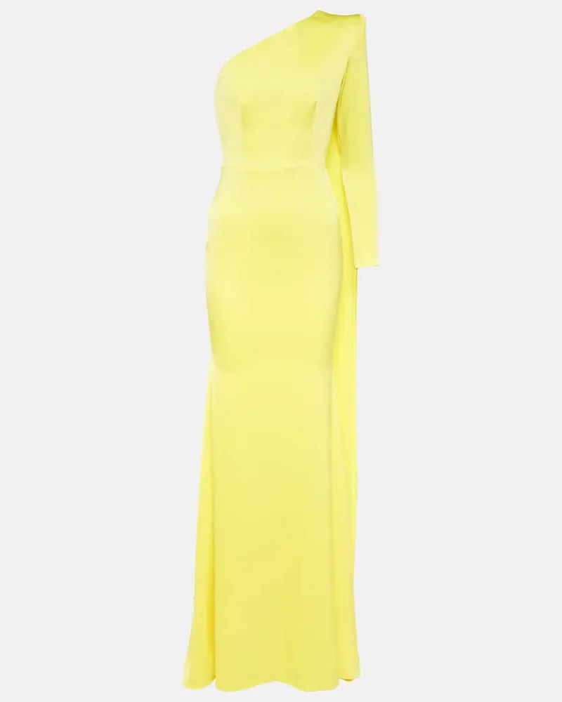 Alex Perry One-Shoulder-Robe aus Satin Gelb