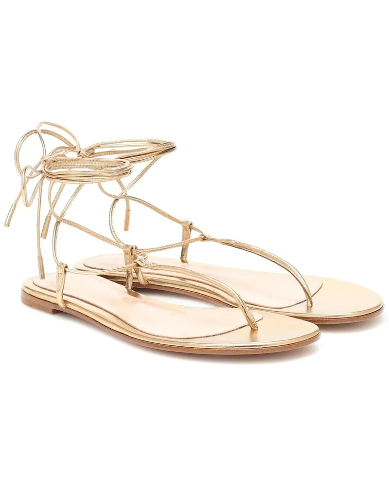 Gianvito Rossi Sandalen Gwyneth aus Metallic-Leder Gold