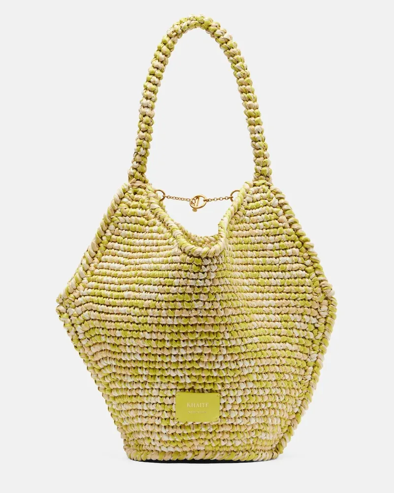 KHAITE Tote Bag Lotus Mini aus Raffiabast Gelb