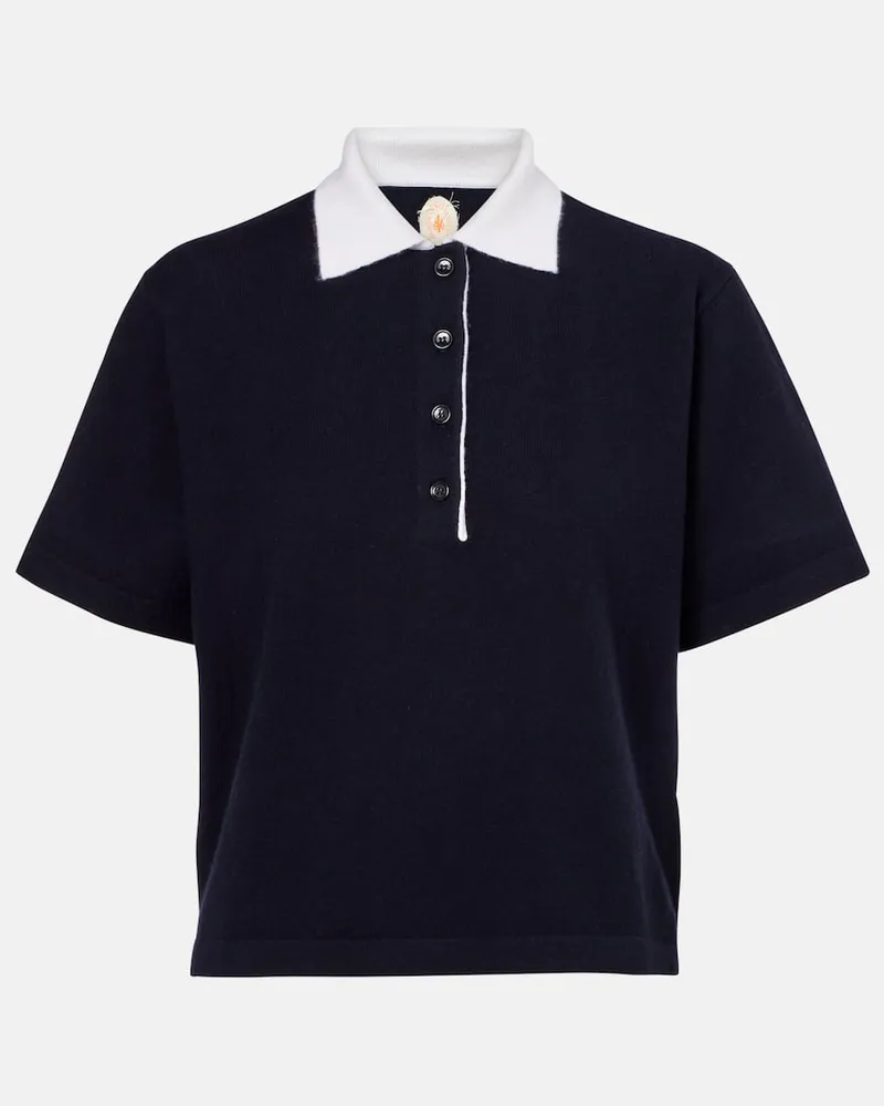 Jardin des Orangers Cropped-Polohemd aus Kaschmir Blau
