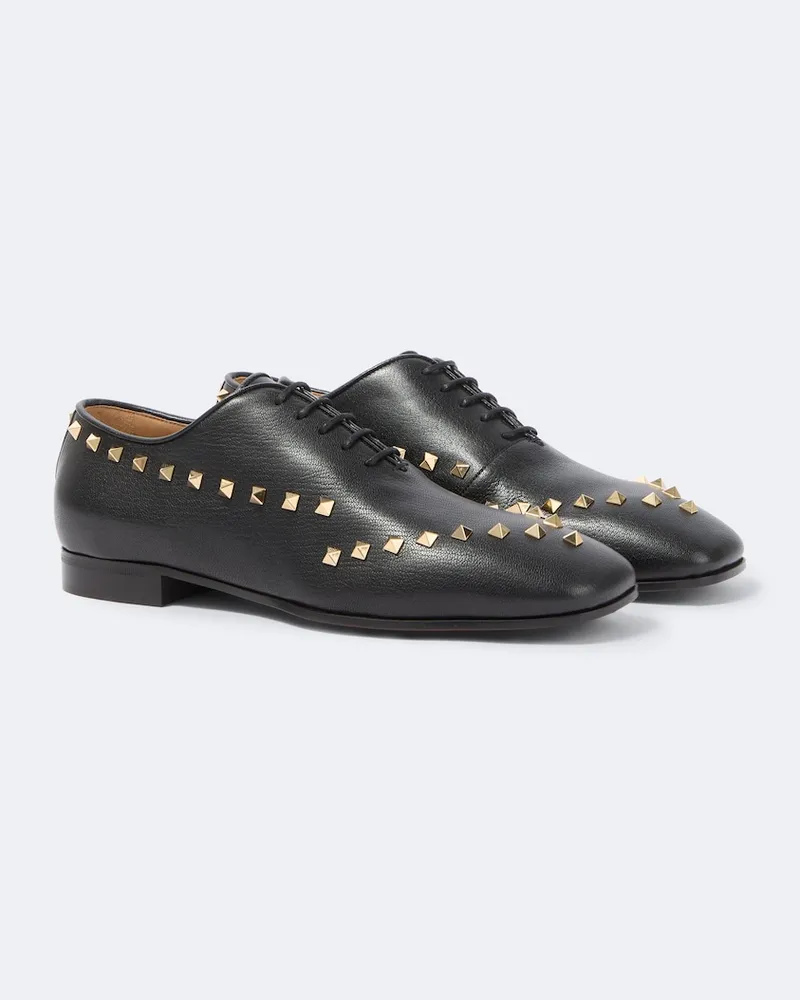 Valentino Garavani Schnürschuhe Rockstud aus Leder Schwarz